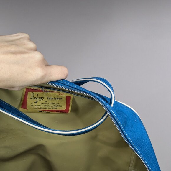 Vintage KLM Royal Dutch Airlines Carry On Bag Blue White - Picture 5 of 5